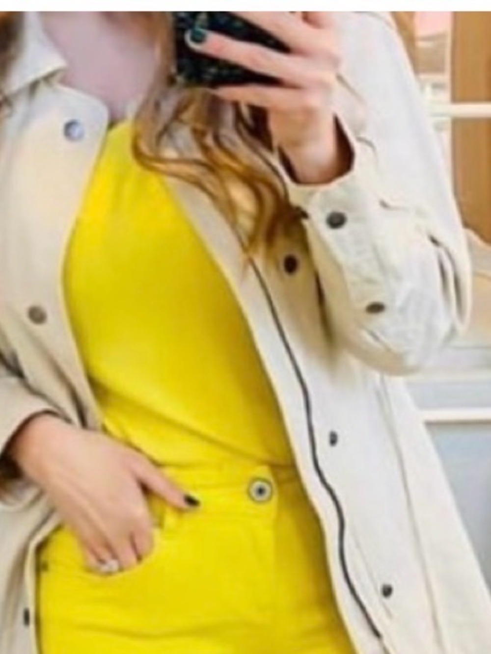 CAbi Bright Yellow Dot-Print Spaghetti Strap Camisole